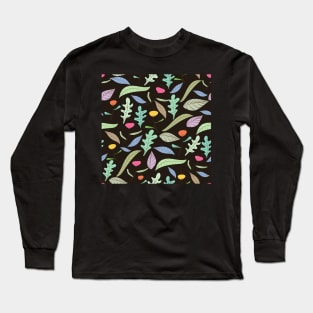 Minimal Colorful Abstract Leaf Pattern Long Sleeve T-Shirt